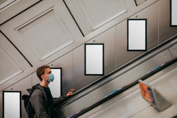 Billboard mockup png by underground escalator