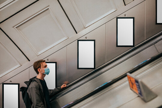 Billboard mockup png by underground escalator - Powered by Adobe