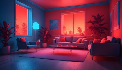 Photo interior modern design room 3d illustration;