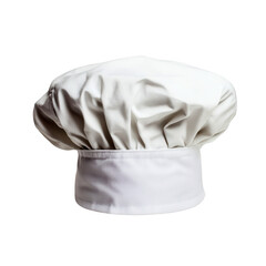 A classic white chef hat, symbolizing culinary art and professionalism in the kitchen environment, PNG, transparent, No background.