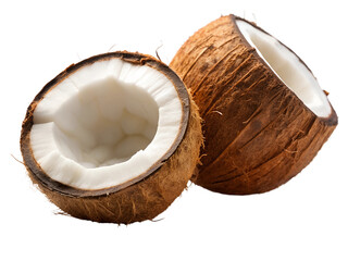 Coconut and Milk Explosion on Transparent Background