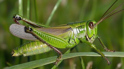 Closeup of a Green Grasshopper