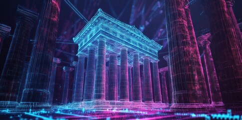 Obraz premium Digital Temple: A Futuristic Vision of Architecture