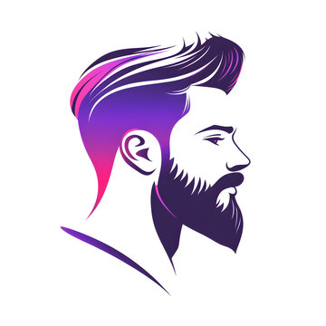 recommend clip art: Modern Gradient Illustration of a Stylish Bearded Man with a Slick Pompadour Haircut in Profile, Ideal for Barber Shop Branding, Grooming, and Men’s Style Concepts