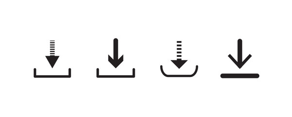 Download icon set. Download button Collection. Download files icons vector. simple download icon isolated on white background. Arrow downloading icon. Vector illustration.