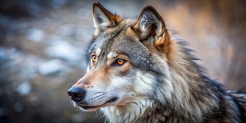 Obraz premium Intricate wolf dog details with shallow depth of field and soft focus, emphasizing fur texture and color