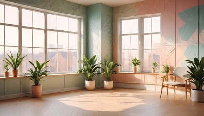 Photo interior modern design room 3d illustration;