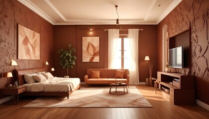 Photo interior modern design room 3d illustration;