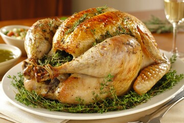 Traditional Thanksgiving Feast Roasted Turkey, Sides, and Classic Holiday Dishes