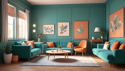 Photo interior modern design room 3d illustration;