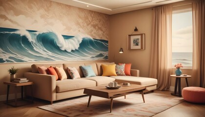 Photo interior modern design room 3d illustration;