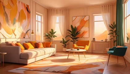 Photo interior modern design room 3d illustration;