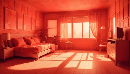 Photo interior modern design room 3d illustration;