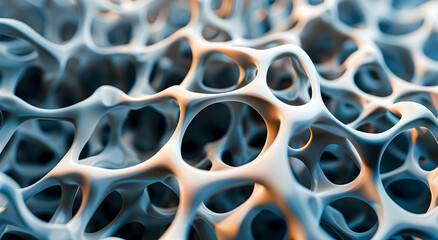 Porous surface. An intricate abstract 3D honeycomb structure showcasing complex organic patterns and modern design aesthetics. Concept abstract background of complex shape.