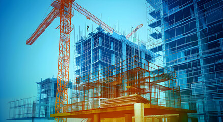 Fototapeta premium Building Information Modeling (BIM) software is used to plan and visualize construction projects in a digital environment. The concept of digital building modeling.
