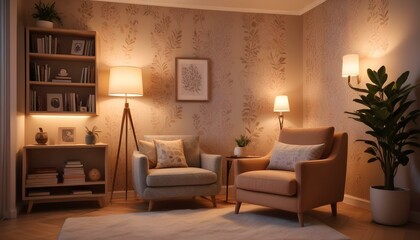 Photo interior modern design room 3d illustration;