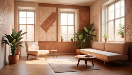 Photo interior modern design room 3d illustration;