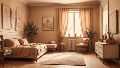 Photo interior modern design room 3d illustration;