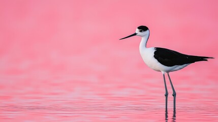 Obraz premium Stilt Hunting in Marsh at Sunrise