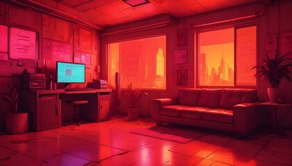 Photo interior modern design room 3d illustration;