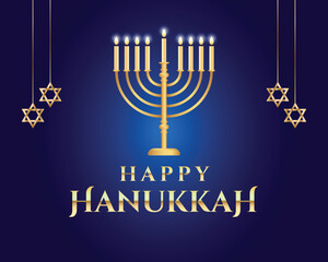 Happy Hanukkah with blue and golden color and stars shine