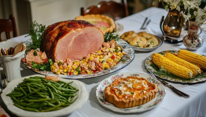 Traditional Thanksgiving Feast Roasted Turkey, Sides, and Classic Holiday Dishes