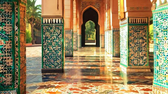 camera dolly along the Moroccan corridor style
