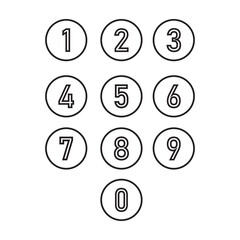 Simple round numbers symbol set. Black isolated font in vector flat