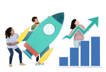 Digital marketing png rocket element, transparent background