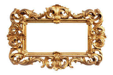 PNG Baroque golden picture frame isolated on transparent or white background, png