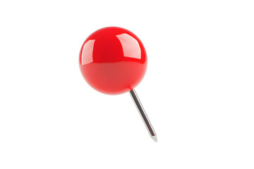 Red pin push pin isolated on transparent or white background, png
