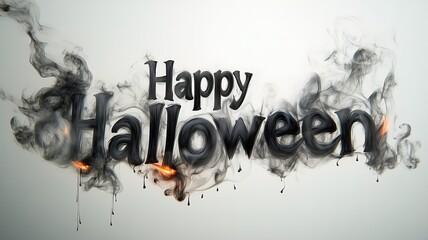 Happy halloween: smoky text with orange glow for spooky festive designs