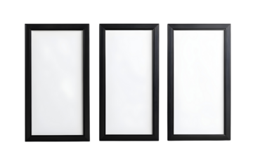 set of frame mockup black border isolated on transparent or white background, png