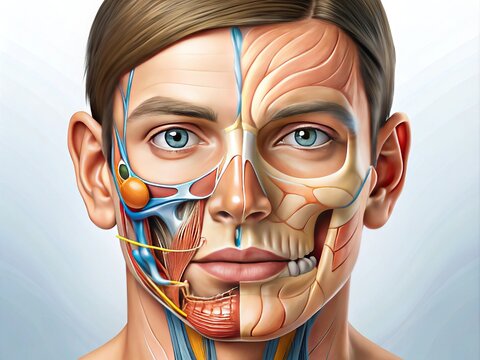 medical illustration of facial components