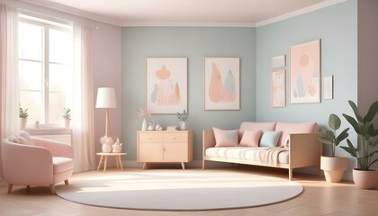 Fototapeta premium Photo interior modern design room 3d illustration;