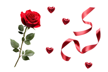 Valentines Day design elements isolated on transparent or white background, png