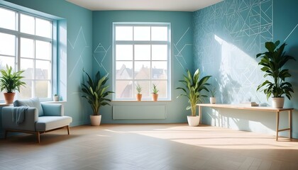 Fototapeta premium Photo interior modern design room 3d illustration;