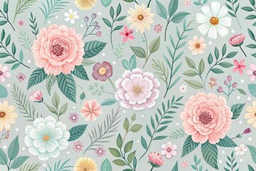 Minimalist floral patterns in soft pastel colors