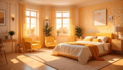 Fototapeta premium Photo interior modern design room 3d illustration;