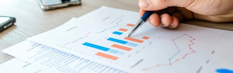 Detailed Financial Graphs and Charts Spread on Table