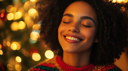 Woman celebrating christmas