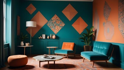 Photo interior modern design room 3d illustration;