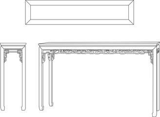 Sketch vector illustration silhouette design image furniture chair bench table old classic vintage ethnic traditional chinese