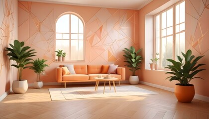 Photo interior modern design room 3d illustration;