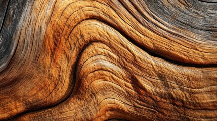 Fototapeta premium Close-up of textured wood with intricate patterns and warm tones.