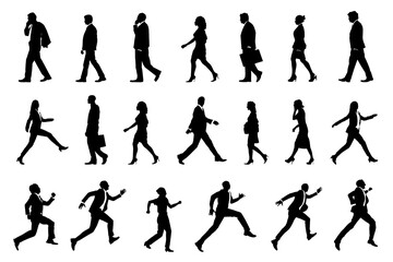 Business people png silhouette, running towards goal set