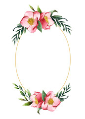 Aesthetic laurel png frame sticker, watercolor illustration on transparent background