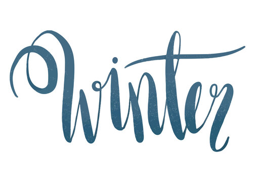 Blue winter png sticker, typography on transparent background