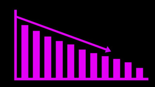 Down business graph icon animation on background.