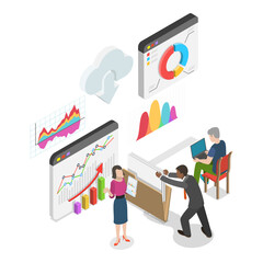 3D Isometric Flat Vector Illustration of Big Financial Data, Statistical Report Chart. Item 2